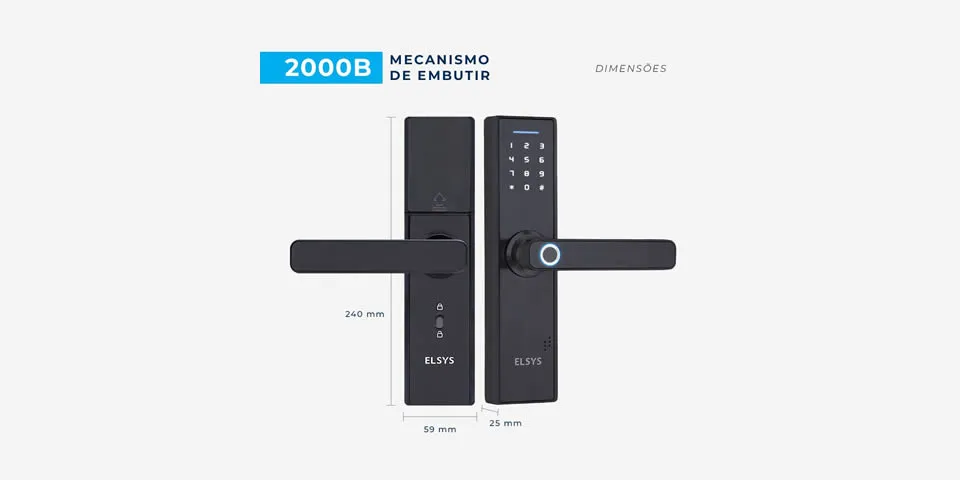 Elsys Esfde2000b Preto Fechadura Digital De Embutir